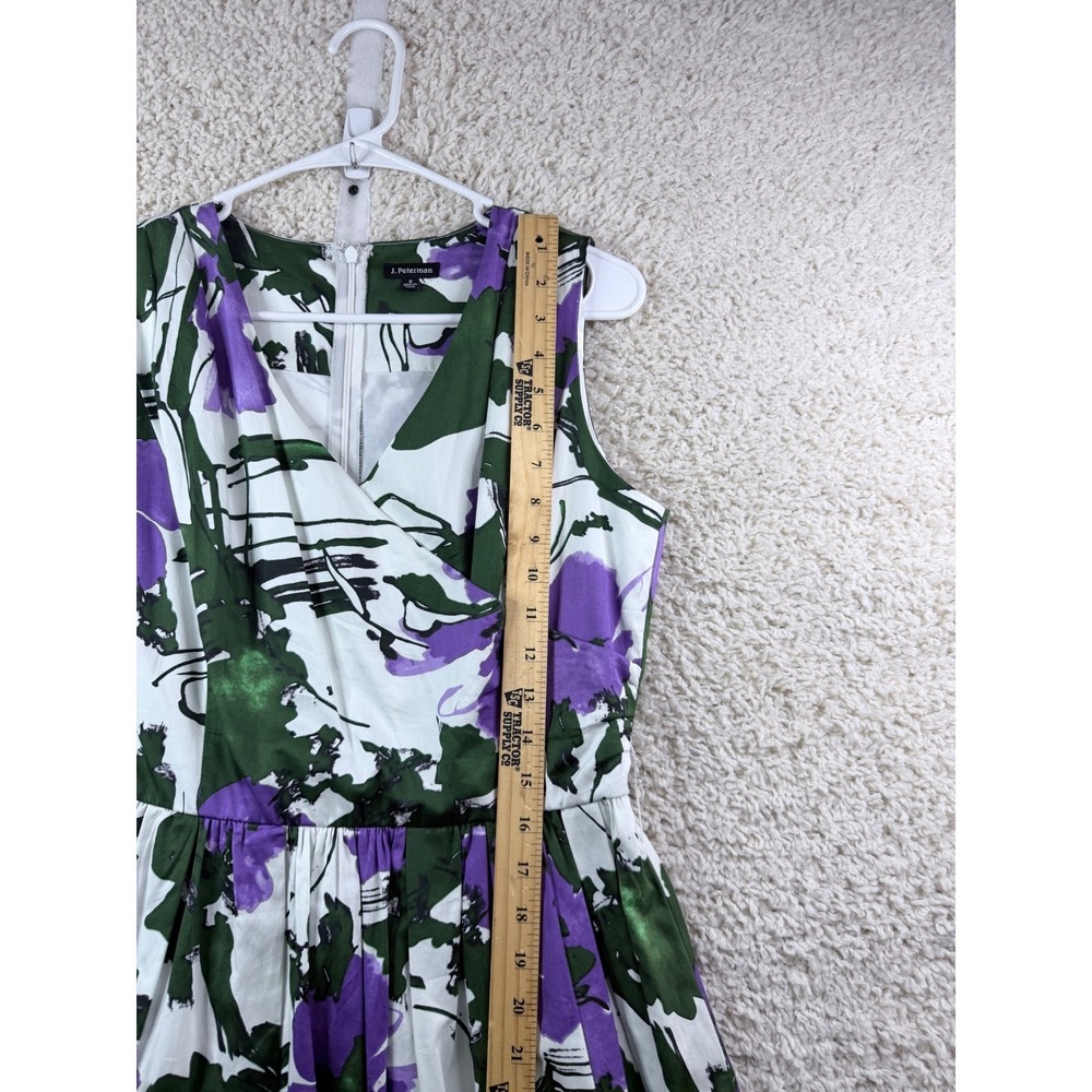 J. Peterman Floral Dress Womens 8 Purple Green White Cotton Sleeveless Midi - Picture 5 of 10